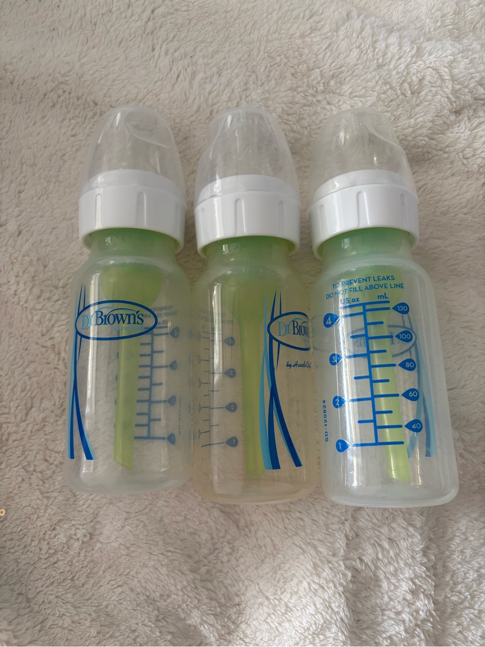 Dr. Brown's Clear Baby Bottles with Green Vent Inserts - 3 Pack